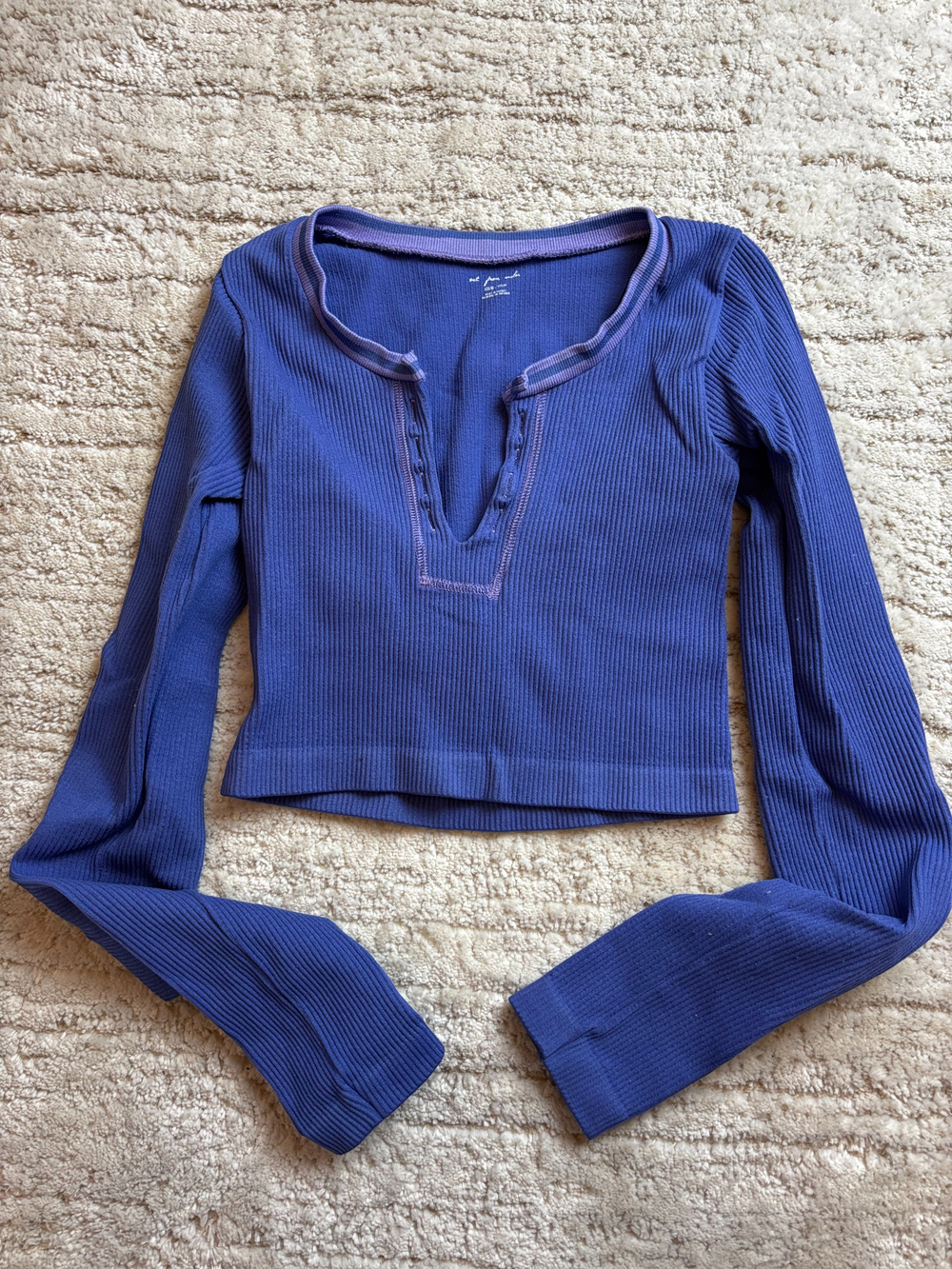 Urban Outfitters Out From Under Ribbed Long Sleeve Henley Top Purple XS/S